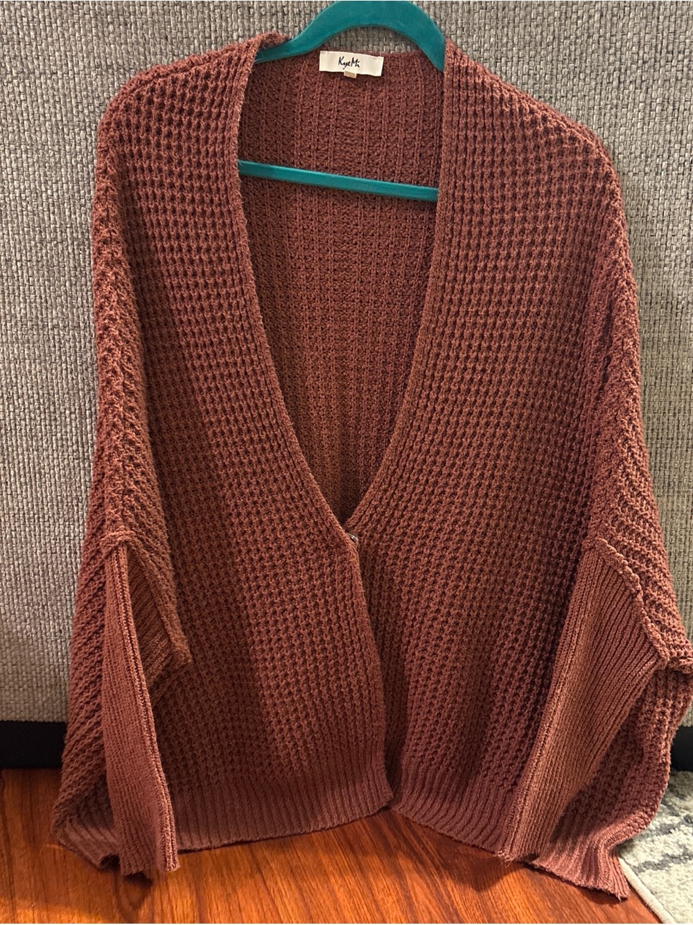 Knit Open-Front Cardigan in Rust